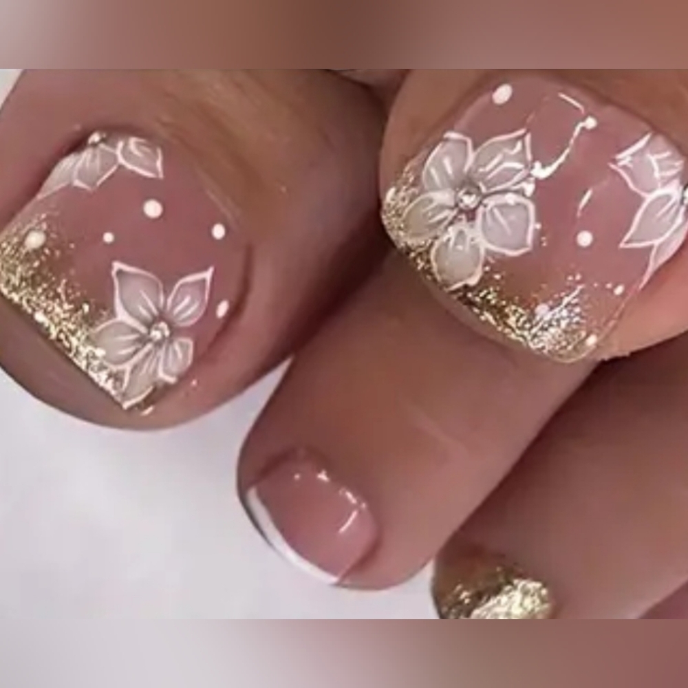 French tip toenail press ons - Picture 3 of 3